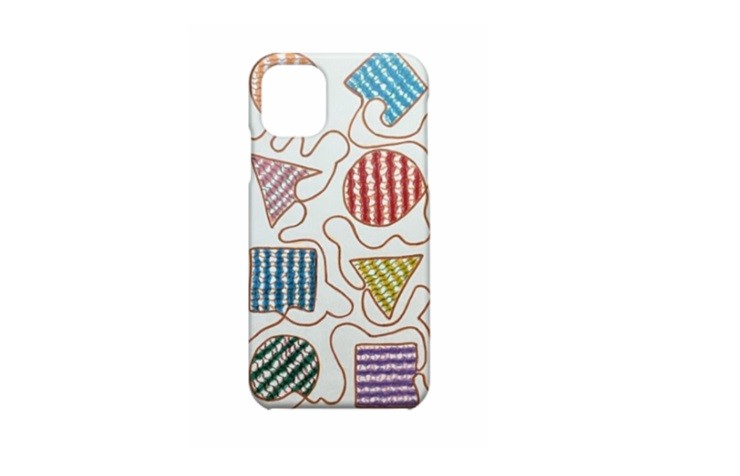 白色　手描きデザイン　選べるカラーシリーズ　アートなスマホケース　ホワイト　カラフル