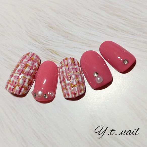 ネイルチップ☆ツイード柄♪ ネイルチップ（つけ爪） Y.t..nail