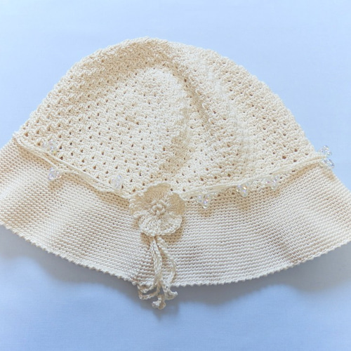 レストローズのかぎ針編みのお花モチーフ帽子 レストローズのかぎ針編みのお花モチーフ帽子