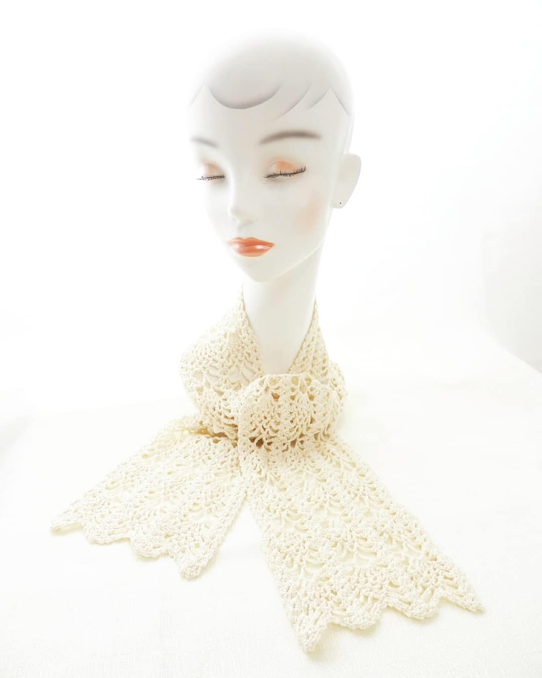 かぎ針編み　パイナップルレース編み　ストール