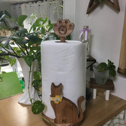 かわいい木製猫のキッチンペーパーホルダー 4枚目の画像