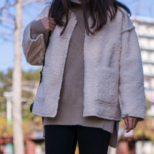 11％還元!!人気上昇中♪ 厚手 ボアジャケット ベージュ レディース