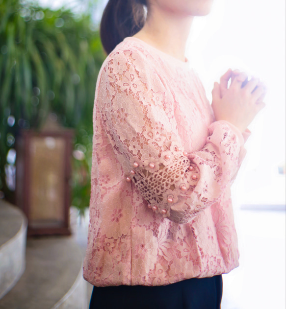 春夏コーデ❤️シャツ　パフスリーブ　レディース　トップス　ブラウス　長袖　レース