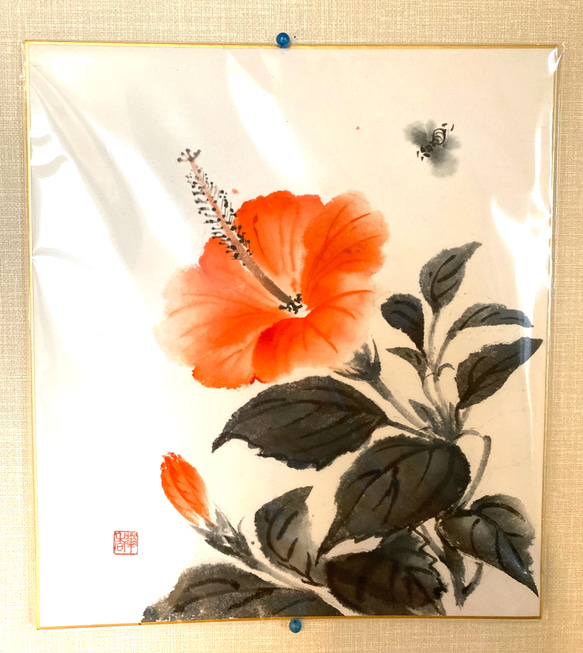 ハイビスカス 色紙 絵画 わびさび 通販 10661073｜Creema(クリーマ)