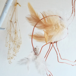 【ダチョウ モビール】羽毛とワイヤーの鳥モビール だちょう 北欧 シンプル フェザー インテリア リーフ 5枚目の画像