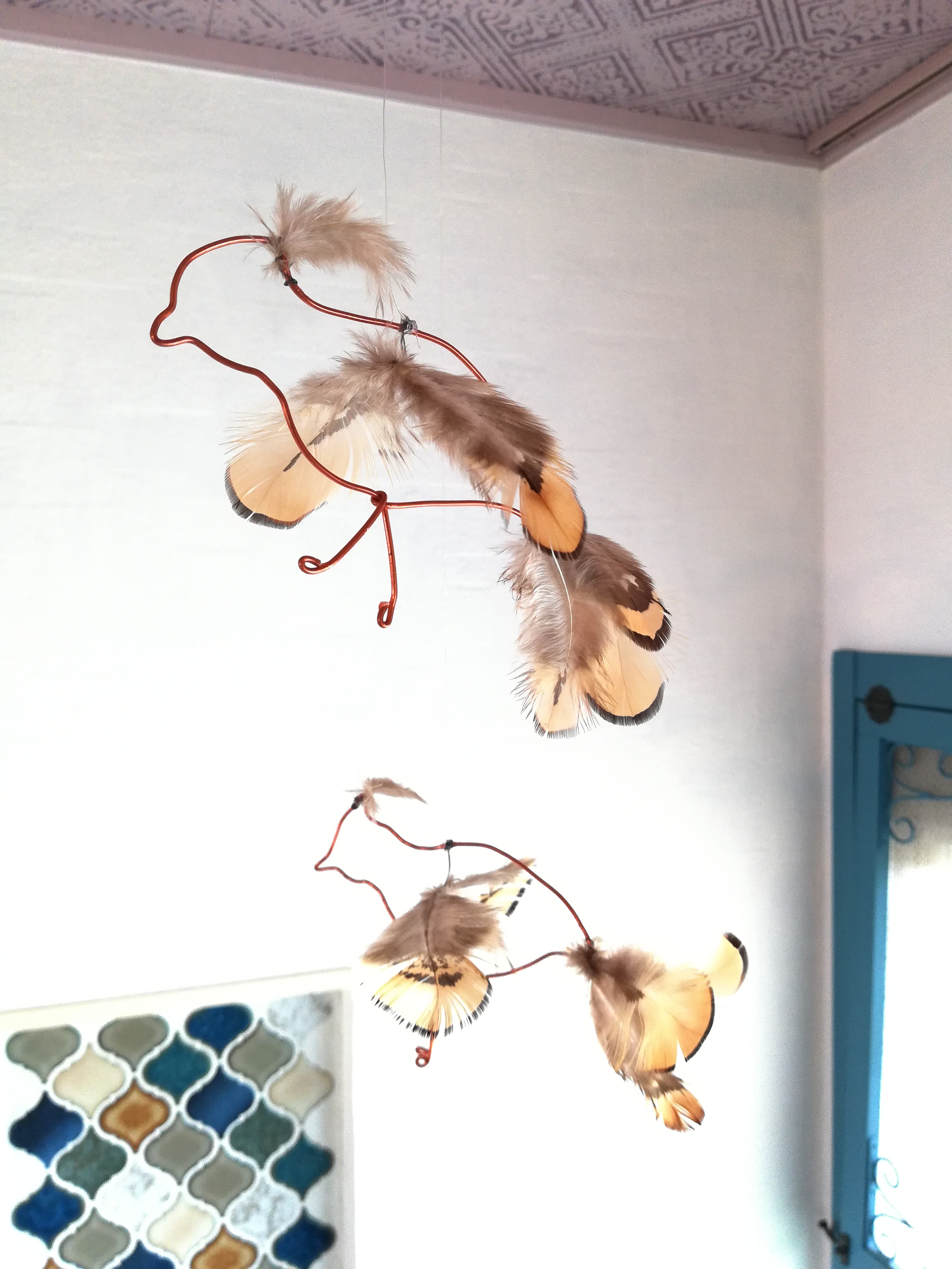 小鳥とゴールドビーズのモビール　ヴィンテージ aarikka