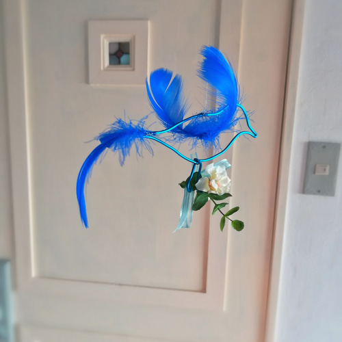 青い鳥】コバルトブルー フラワー デルフィニウム ユーカリ モビール