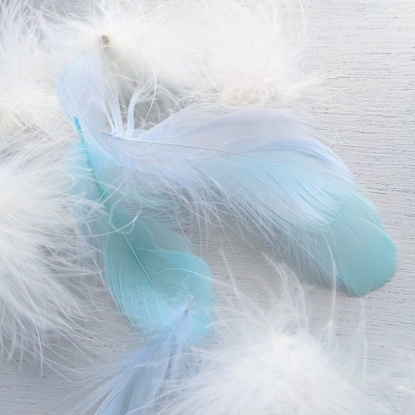 【天使の羽】ガーランド 青い鳥 白い羽 ふわふわ 北欧テイスト シンプル フェザー 羽毛  エンジェル ペガサス ブルー 3枚目の画像