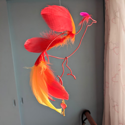 【フェニックス】火の鳥 不死鳥 夏 霊鳥 朱雀 瑞鳥 赤い鳥 モビール サンキャッチャー フェザー 炎 煉獄 焔 灼熱 4枚目の画像