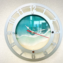 エポキシレジン 海アート 掛け時計 1枚目の画像