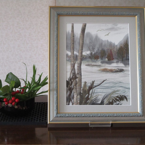 まるで墨絵のような《押し花アート額》#押し花 #水墨画 まるで墨絵のような《押し花アート額》#押し花 #水墨画