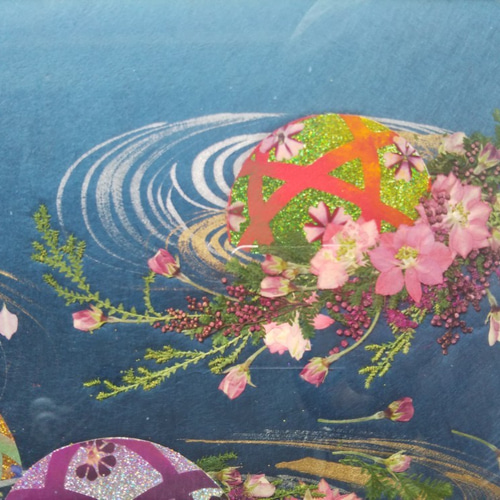 大人可愛いオシャレな手毬》お正月 押し花 押し花アート額 手毬 和