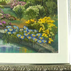 美しい風景絵画のような《押し花アート額》湖畔・花畑・森　 4枚目の画像