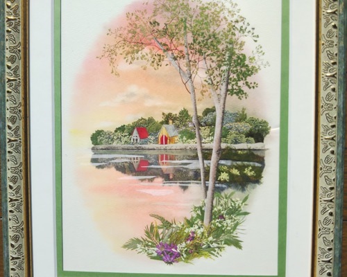 押し花アート〜湖の香り〜押し花額　インテリア雑貨　壁掛け　風景画　額装　アート 0_27d68985683b2fcaa68775b1387e