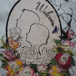 イラスト風バラのウェルカム額《押し花アート》#おしゃれ＃薔薇