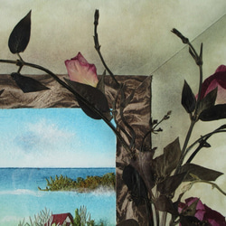 煌めく海と花咲く丘の《押し花アート額》#押し花#インテリア#海#バラ#ヨット＃アレンジメント#花畑#風景　　 6枚目の画像