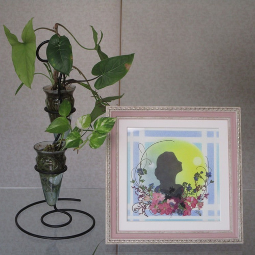 押し花絵『夕暮の集落』　希少品 1_c0f030342f0dc398479f34b10917