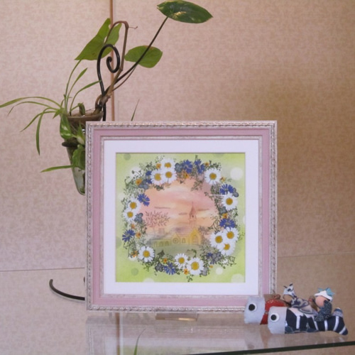 押し花額 『リース風』（ハンドメイド） 押し花額 『リース風』（ハンドメイド）