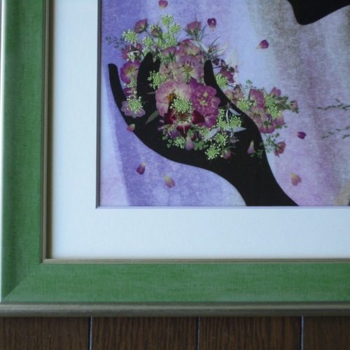 押し花絵『夕暮の集落』　希少品 絵画 押し花額 さとふる限定】押し花絵(36額 ) 生け花風押し花