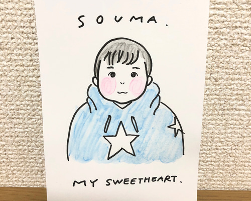 1名さま　A4サイズ【似顔絵オーダー】※木目調フレーム※ お急ぎ便 1名さま A4サイズ ホワイトフレーム【似顔絵オーダー】7/31まで