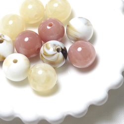 cream(12pcs)marble round beads 3枚目の画像