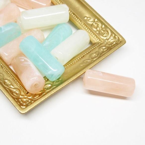 fake natural stone beads milky pastel〜18pcs〜 3枚目の画像