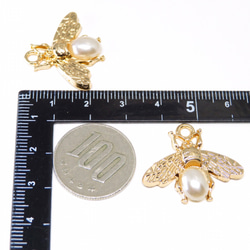 4pcs) Pearl Bee charm パール 蜂 昆虫 チャーム 5枚目の画像