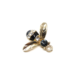 6pcs) monotone jewelry bee charm 蜂 昆虫 チャーム モノトーン 黒 2枚目の画像