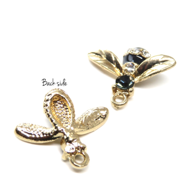 6pcs) monotone jewelry bee charm 蜂 昆虫 チャーム モノトーン 黒 3枚目の画像