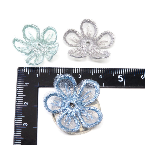 セール✨10pcs) Organdy flower lace parts 5枚目の画像