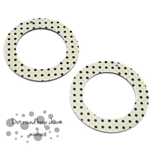 ○4pcs)Dot round hoop charm 1枚目の画像