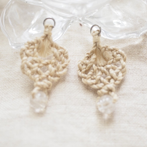 精麻の耳飾り＂あさつゆ＂…（クラック水晶）ピアス/イヤリング ピアス