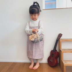 こどものリネンエプロン☆親子でお揃い 2枚目の画像