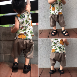 「ライトオリーブ」ニットのサルエルパンツ☆親子コーデ 3枚目の画像