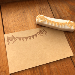手紙の隅にペタリが カワイイ★ガーランド持ちはんこ   ハチワレ猫と 三毛猫 3枚目の画像
