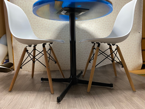 限定価格椅子付きリバーテーブル レジンアートテーブル（波  