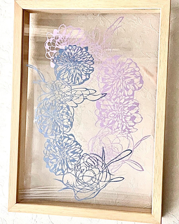 ダリアの切り絵（　薄青と薄紫　） 2枚目の画像