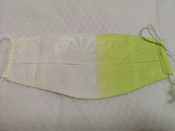 雅14　シルク100%マスク(白、黄緑) 9枚目の画像