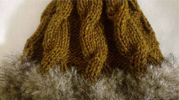 ツイードニット帽(黄土色) 2枚目の画像