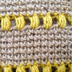 【受注作製】麻ひも玉編み模様のマルシェバック(ミモザ)  Lサイズ 2枚目の画像