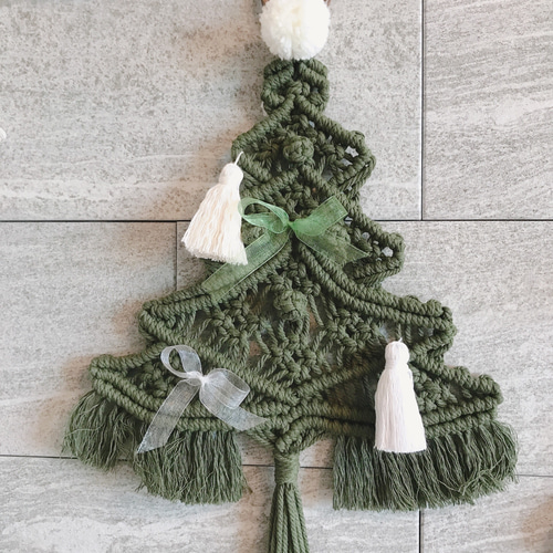 sold→受注制作 新作 マクラメタペストリー クリスマスツリー グリーン