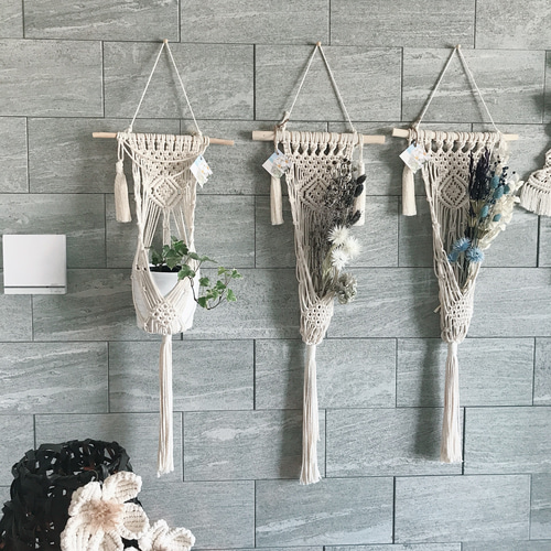 流木 マクラメ プラントハンガー 2点セット No.11