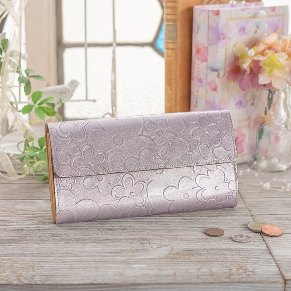 新進工房 極小長財布-batard-バタール ステンドグラスレザー ラベンダー