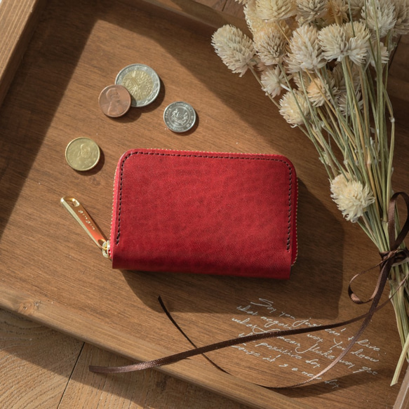 [永久免費保修] 皮革珠寶 Lugateau 皮革紅色硬幣盒 閃亮而奢華的寶石 ♪ 第1張的照片