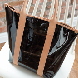 時尚夏日包 全 9 色栃木皮革透明黑色托特包 PVC 包 第10張的照片