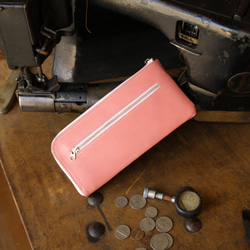 【永久免費保證】精美多彩♪Dainichi Kip Primo 皮革粉紅色 輕薄L形拉鍊錢包 第1張的照片