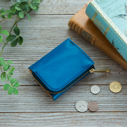 [永久免費保修] 精美多彩♪ Dainichi Kip Primo 皮革藍色三折錢包 第2張的照片
