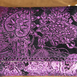 7月9日錢包，一天一天。今天是紫色佩斯利的牛皮錢包（一天一個不限於一個再次上架）緊湊錢包 第3張的照片