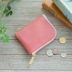 【永久免費保證】精美多彩♪Dainichi Kip Primo 皮革粉紅色小巧錢包-L 形拉鍊- 第2張的照片