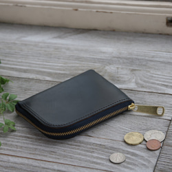 【永久免費保證】深邃柔順☆Chrome Excel Leather Euro Navy Compact Wallet-L形拉鍊- 第2張的照片